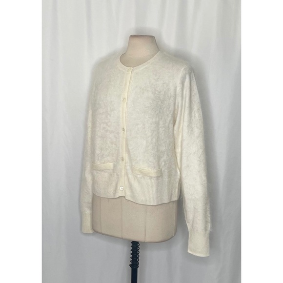 NWT!! J. CREW Brushed Cashmere Cropped Cardigan Sweater Warm Ivory X-Large - Picture 7 of 16